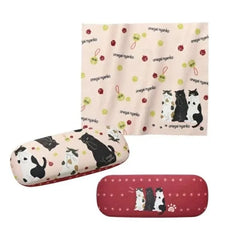 Cat Print Eyeglasses Case with Cleaning Cloth