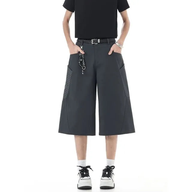 Mid Rise Plain Wide Leg Shorts