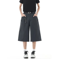 Mid Rise Plain Wide Leg Shorts