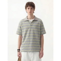 Striped Mock Two-Piece Polo T-Shirt