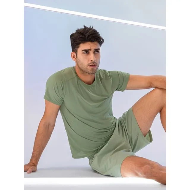 Short-Sleeve Crewneck Plain Sports Top