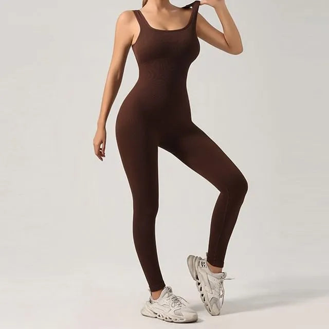 Sleeveless Plain Yoga Jumpsuit