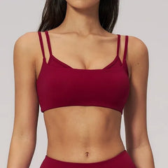 Plain Mock Two Piece Sport Bra Top