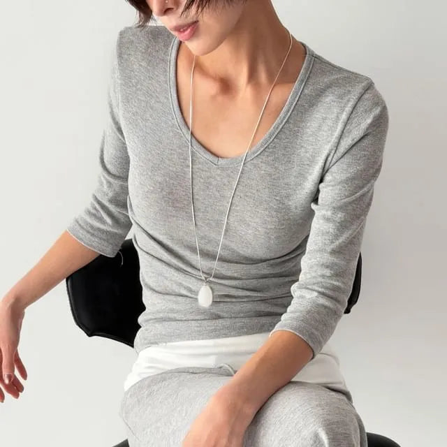 3/4-Sleeve Plain T-Shirt
