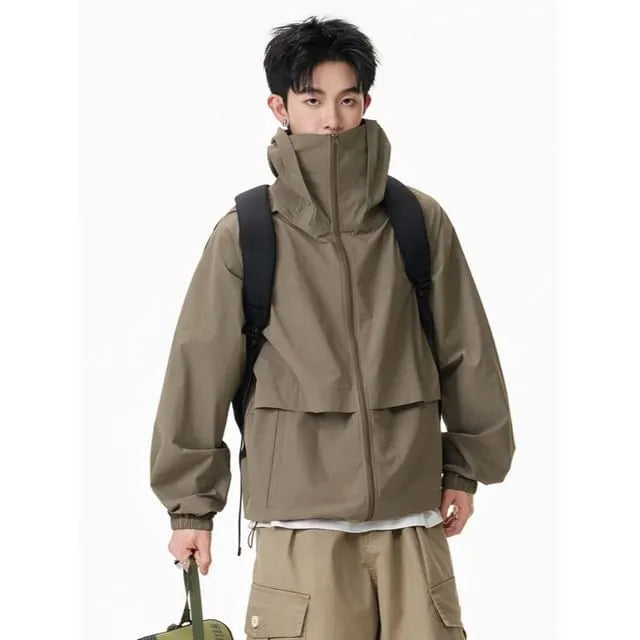 Outdoor High-Neck Hooded Light Jacket