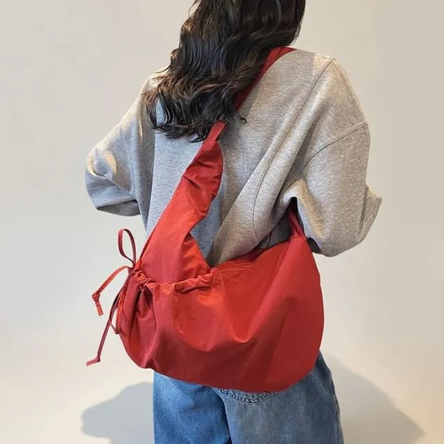 Nylon Plain Shoulder Bag