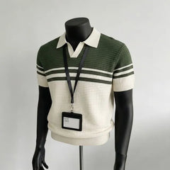 Short-Sleeve Collared Two Tone Polo Shirt