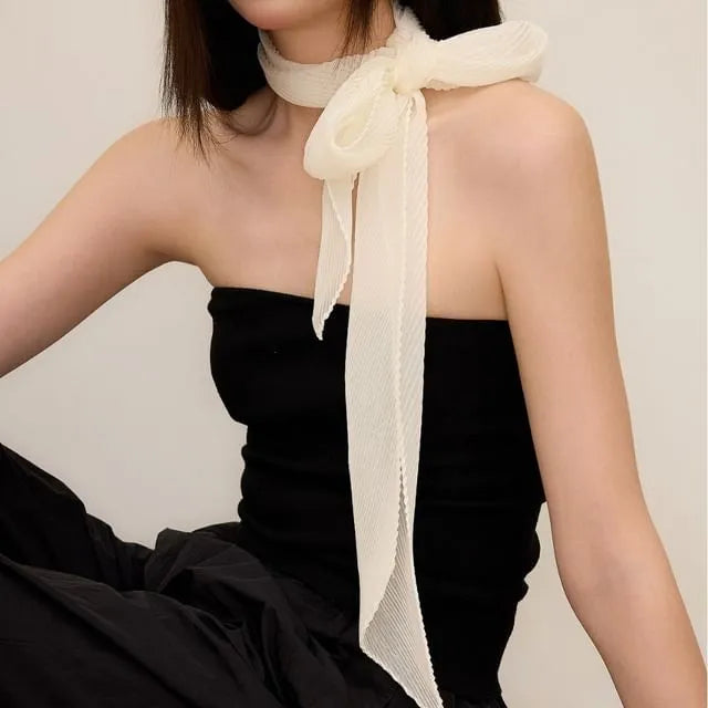 Plain Pleated Mesh Scarf
