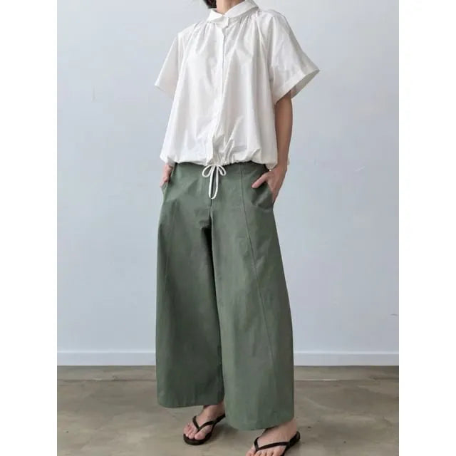 Drawstring Waist Loose-Fit Pants