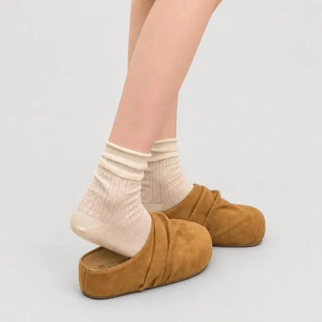 Platform Ruched Faux Suede Mules