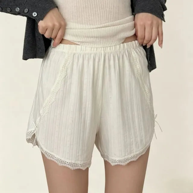 Elastic Waist Lace Trim Boyshorts
