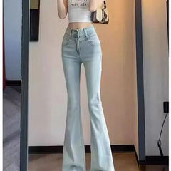 High Waist Washed Bow Flared Jeans