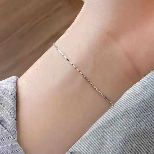 925 Sterling Silver Box Chain Bracelet