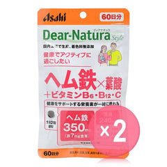 Dear-Natura Style Hem Iron x Folic Acid + Vitamin B6 B12 C 60 days 2pcs Bundle Set