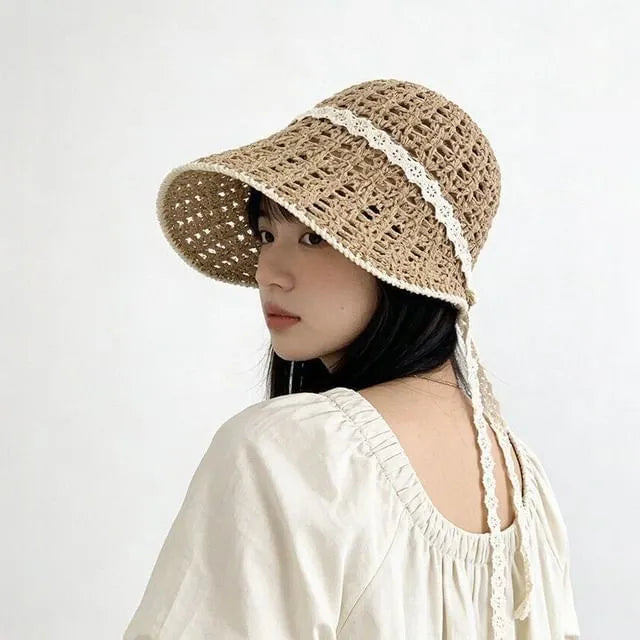 Contrast Trim Perforated Sun Hat