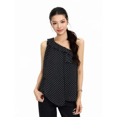 Sleeveless One Shoulder Dotted Top