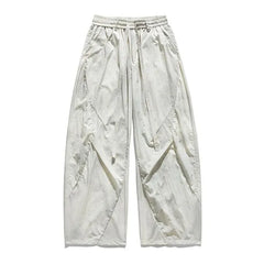Drawstring Waist Plain Barrel Leg Baggy Pants