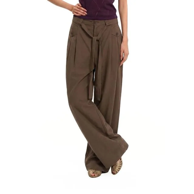 Low Rise Plain Wide Leg Dress Pants