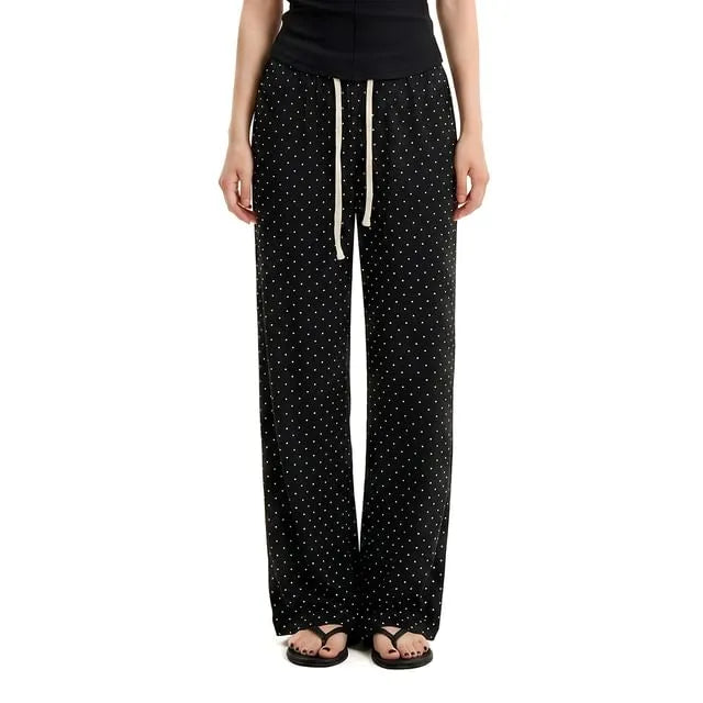 Drawstring Waist Micro Dot Loose Fit Sweatpants