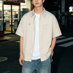 Details Oversized Short-Sleeve Shirt