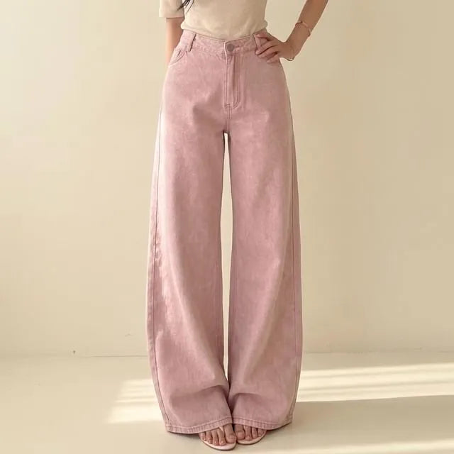High Waist Washed Wide Leg Jeans
