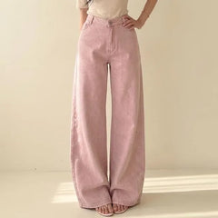 High Waist Washed Wide Leg Jeans