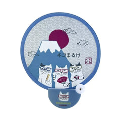 Cat Nekomaruke and Mount Fuji Foldable Round Paper Fan