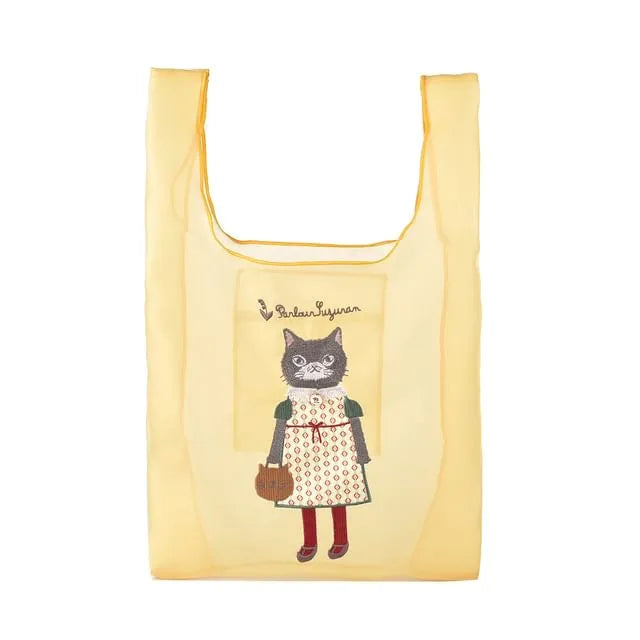 Parlor Suzurando Cat Chiffon Fabric Shopping Bag Yellow
