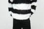 Crew Neck Striped Fluffy Sweater