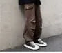 Mid Rise Plain Wide Leg Cargo Pants