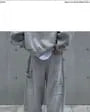 Plain Button Hoodie / Drawstring Waist Wide Leg Sweatpants / Set