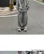 Plain Button Hoodie / Drawstring Waist Wide Leg Sweatpants / Set