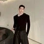 Long-Sleeve Asymmetrical Hooded Plain T-Shirt