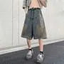 Mid Rise Washed Denim Shorts