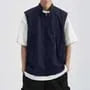Stand Collar Zip-Up Plain Vest