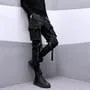 Mid Rise Plain Buckled Cropped Harem Cargo Pants