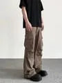 High Waist Plain Wide Leg Cargo Pants
