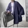 3/4-Sleeve Plain Open Front Kimono Jacket
