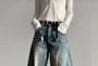 Mid Rise Washed Wide Leg Jeans