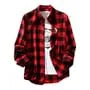 Plaid Button-Up Shirt / Short-Sleeve Crew Neck Plain T-Shirt