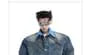 Layered Collar Washed Mock Two Piece Panel Button Denim Jacket / Mid Rise Wide Leg Jeans