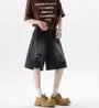Mid Rise Washed Distressed Wide Leg Jorts