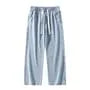 Drawstring Waist Washed Wide Leg Jeans