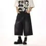 High Waist Washed Wide Leg Capri Jeans