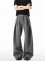 Mid Rise Plain Wide Leg Dress Pants