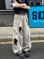High Waist Washed Distressed Wide Leg Jeans