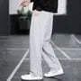 Drawstring Waist Plain Straight Leg Sweatpants