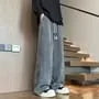 Drawstring Waist Zebra Print Wide Leg Sweatpants