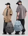 Plain Buckled Drawstring Nylon Backpack