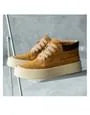 Suede Platform Lace Up Short Boots